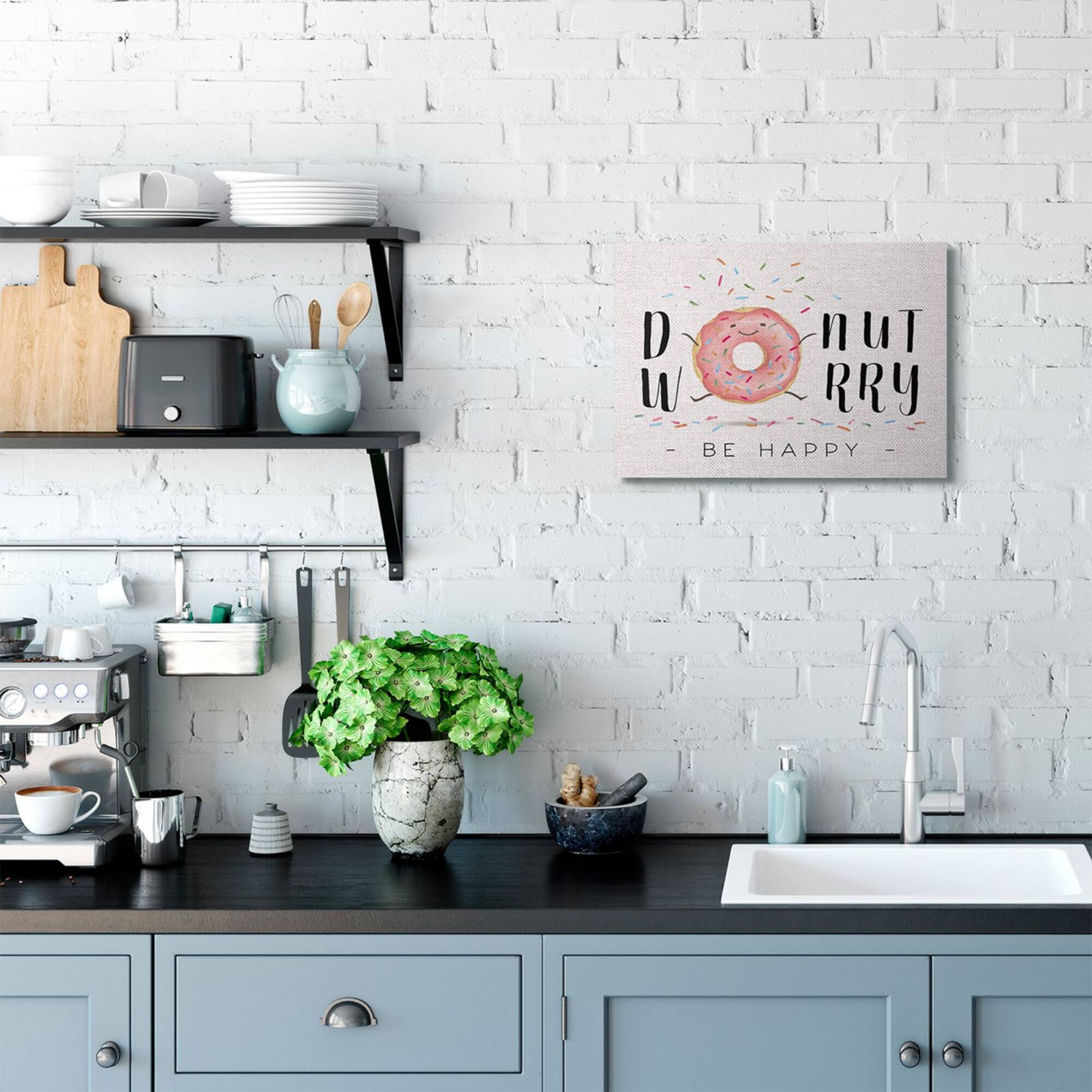 Stupell Industries Donut Worry Be Happy Canvas Wall Art